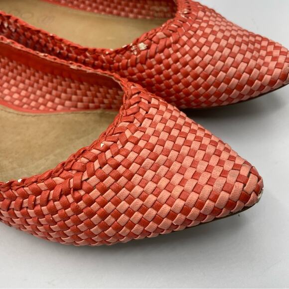 Aldo Orange Red Woven Basket Style Pointed Toe Flats Womens 8 Slip On Casual - Picture 4 of 7